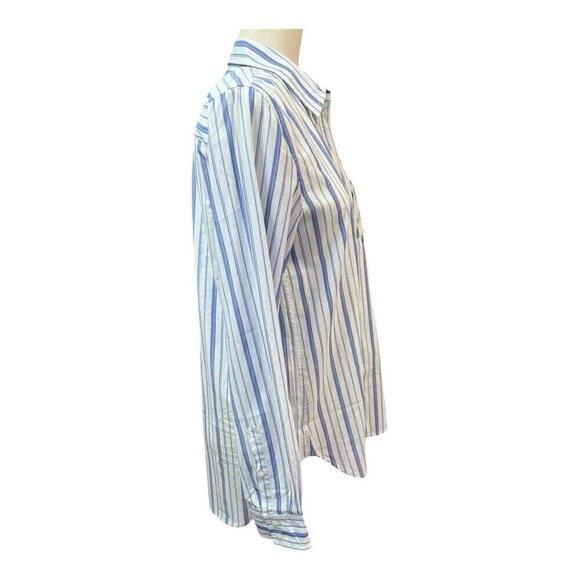 UNTUCKit Pinot Perse Womens Shirt~Size 2~Stripe Blue White Long Sleeve L14 41 - Picture 4 of 11